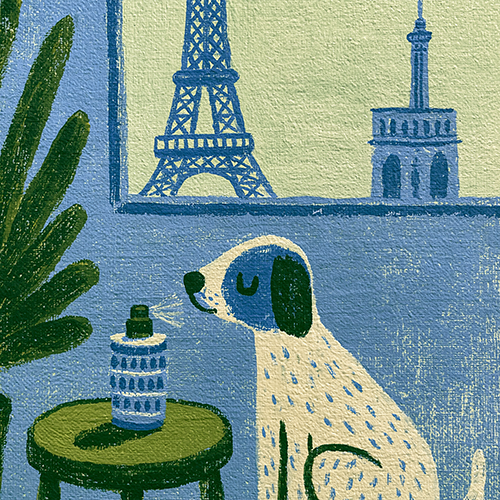 Eiffel Tower Dog Print