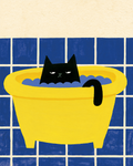 Kitty In Bathtub Print