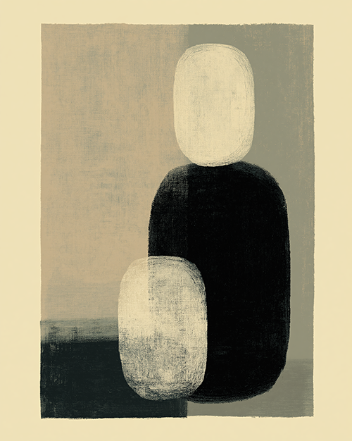Layered Neutral Abstract Print