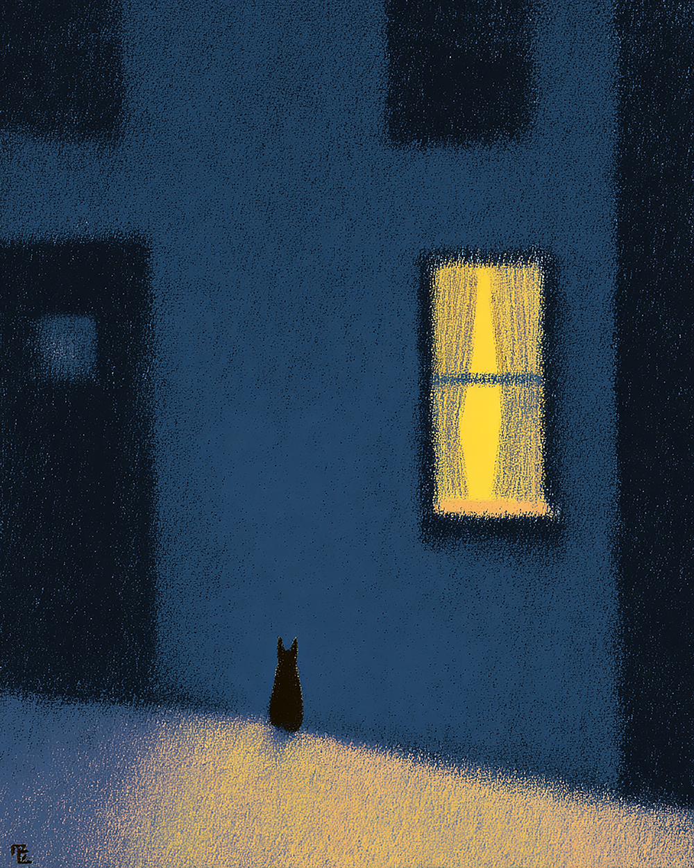 Black Cat In Front Of Window Print