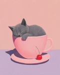 Little Cat In Teacup Print