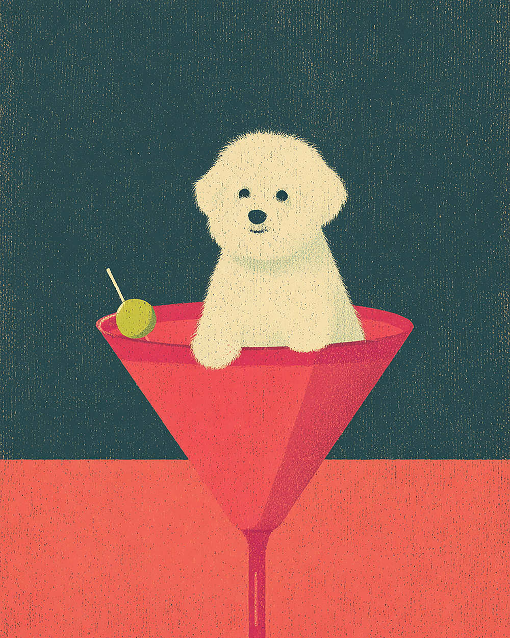 Martini Puppy Print