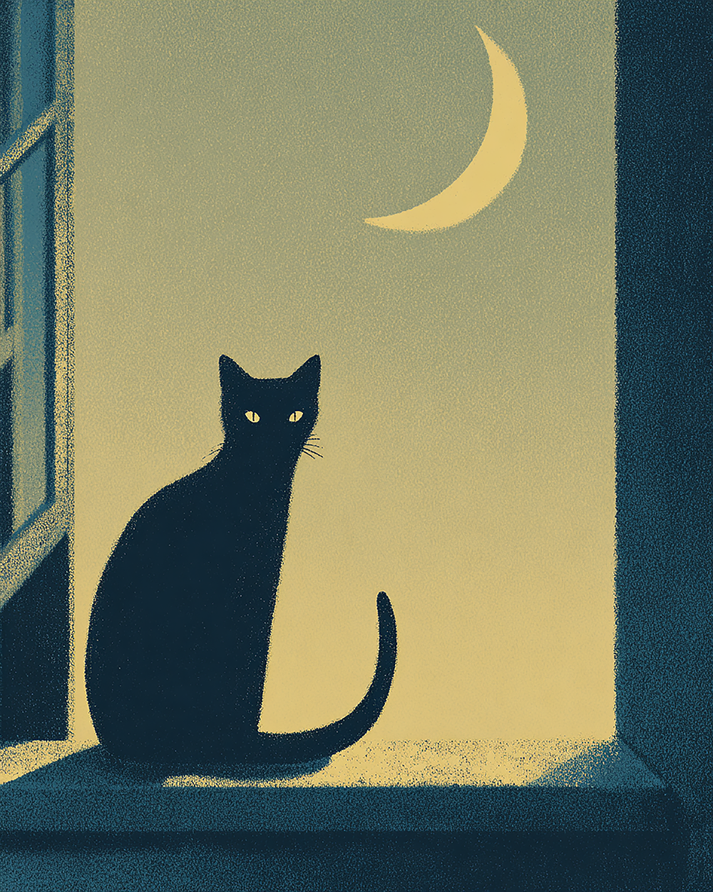 Nighty Black Cat Print