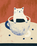 Teacup Cat Illustration Print