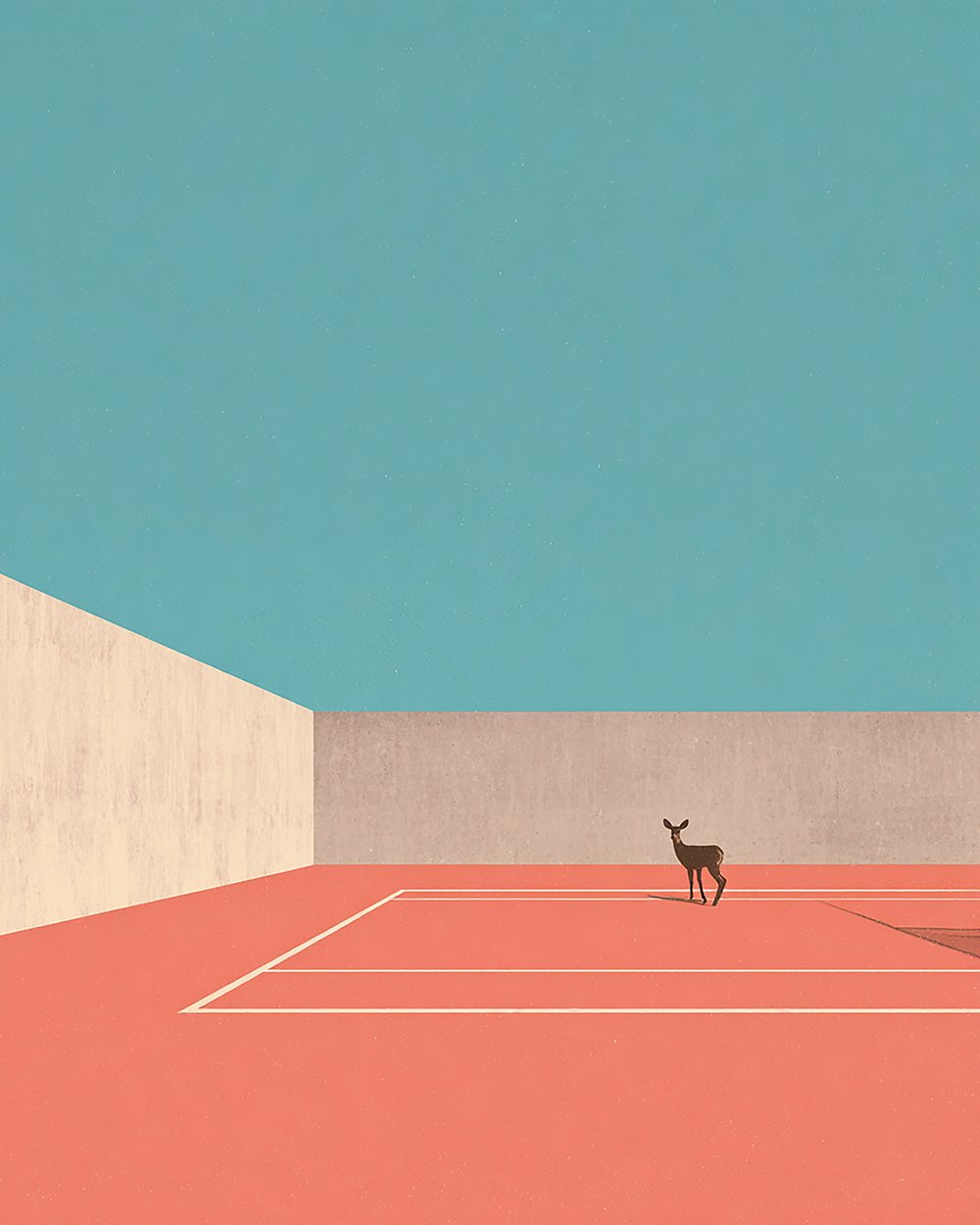 Minimal Deer On Tennis Field Print