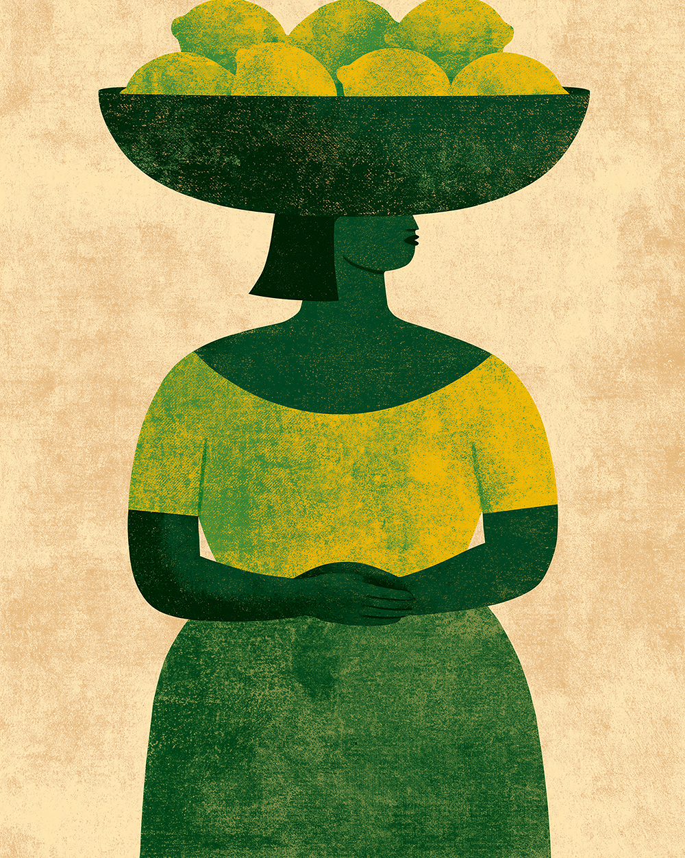 Green Lemon Lady Print