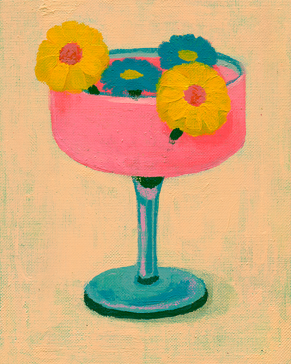 Pink Flower Cocktail Print