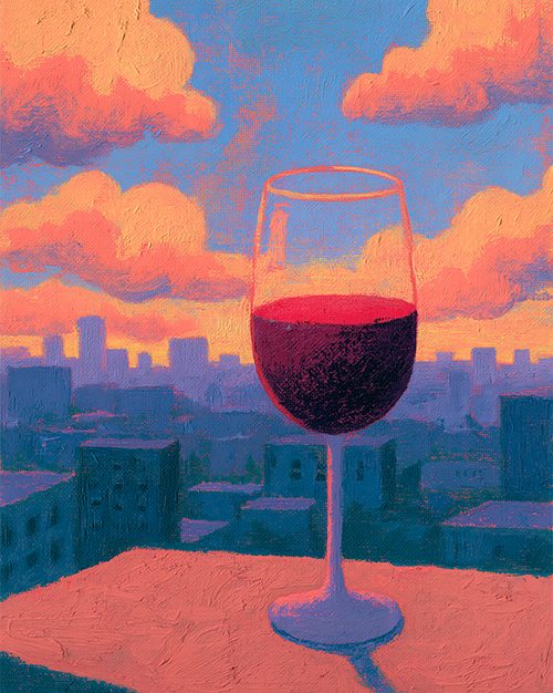 Rooftop Wine Print