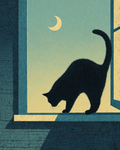 Moonlight Cat Print