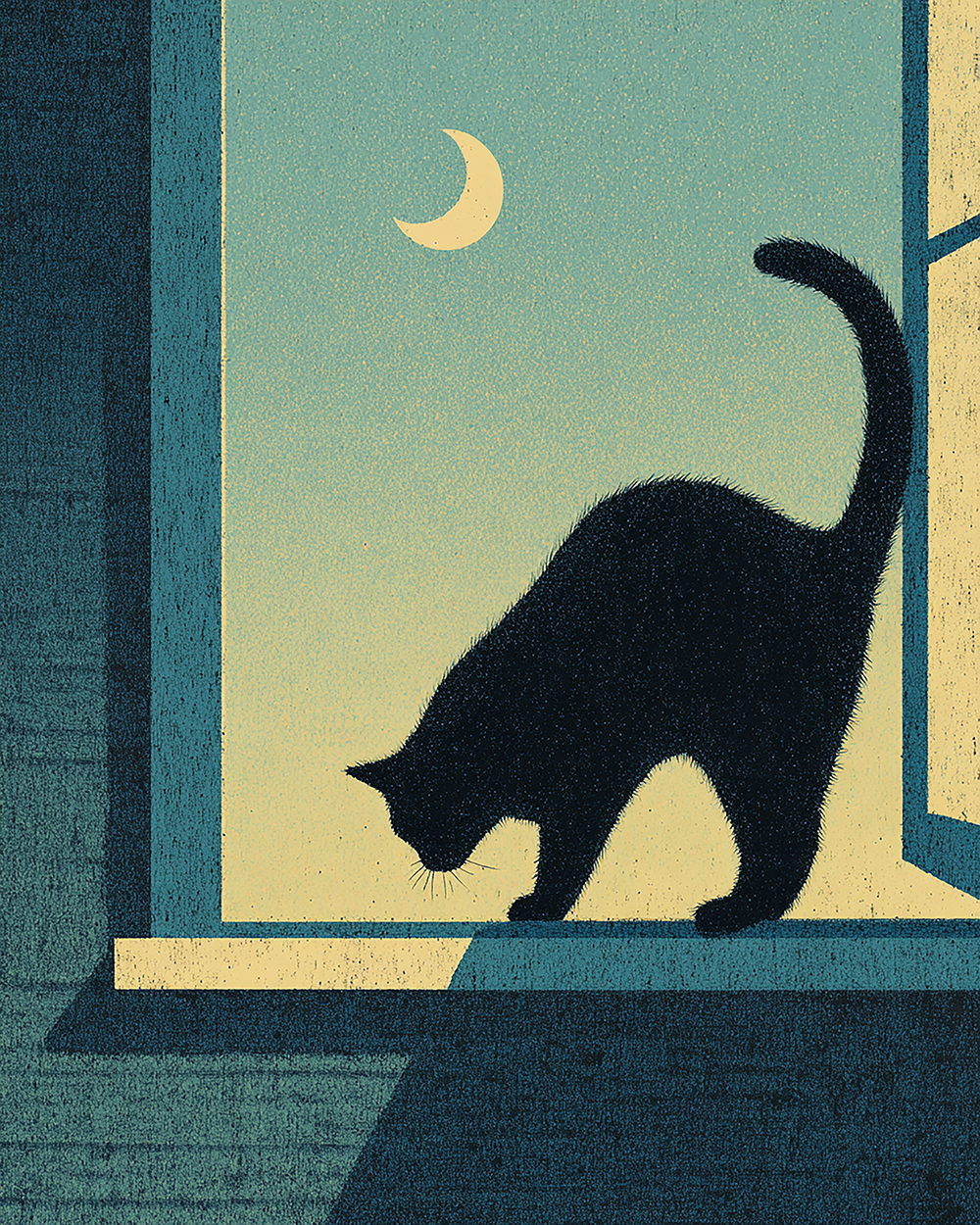 Moonlight Cat Print